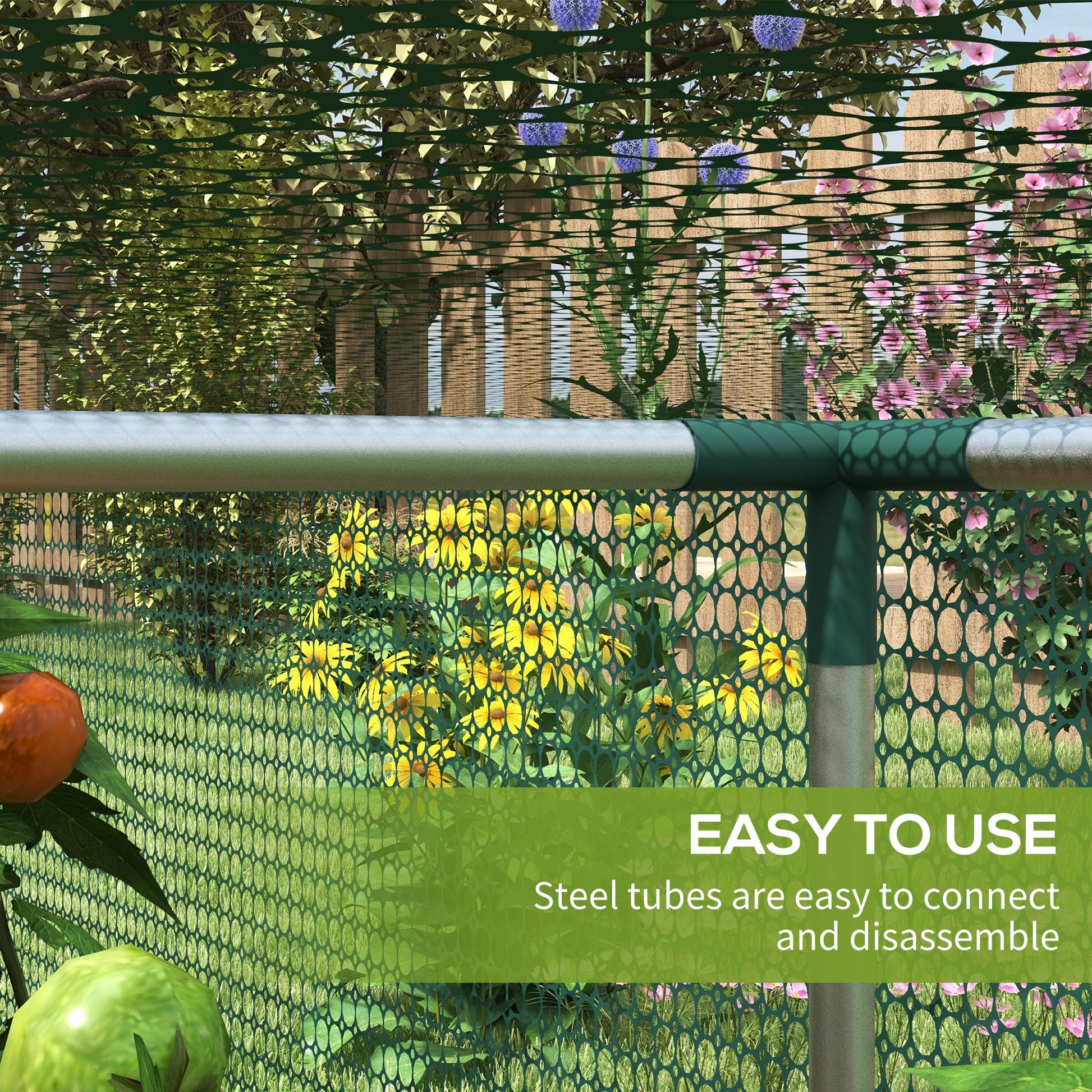 8' x 4' Plant Protection Cage with Zipper Roll-Up Door, Plant Protector from Animals with Galvanised Steel Frame