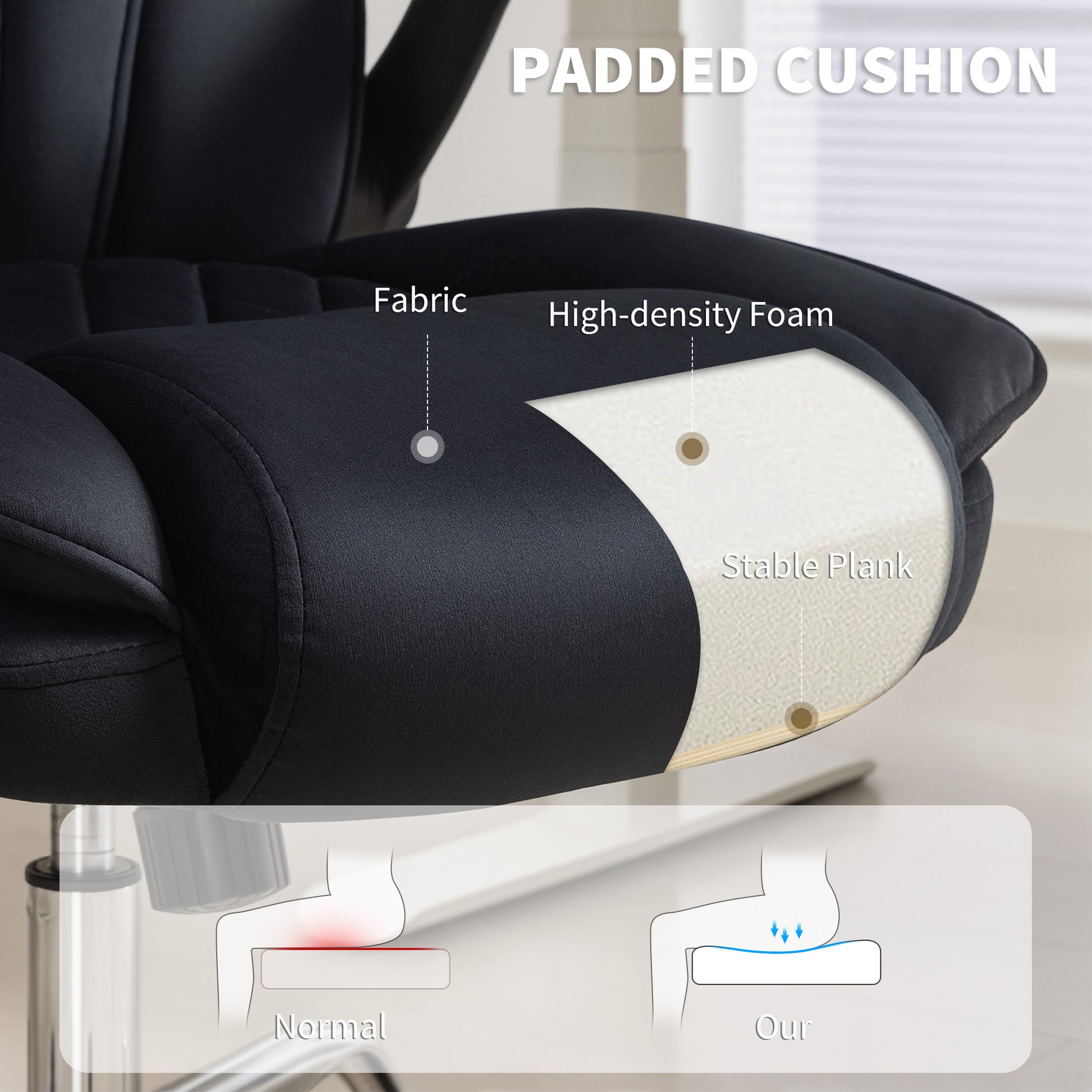 Executive Office Chair, Desk Chair with Flip-up Armrest, Diamond Fabric Computer Chair for Home Office, Black