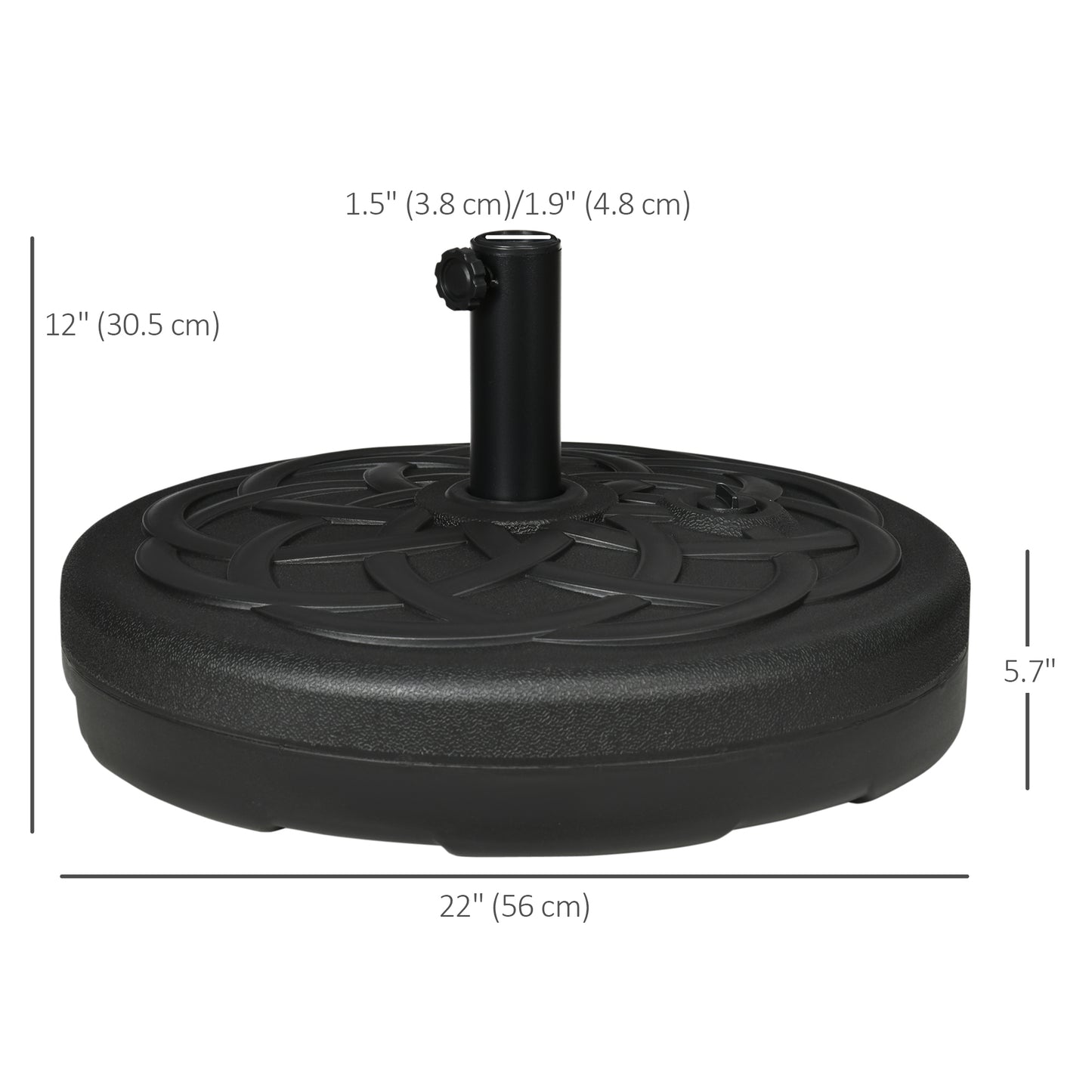 77 lb Heavy Duty Patio Umbrella Base, 22" Round Market Umbrella Stand for Deck, Outdoor, Backyard, Black