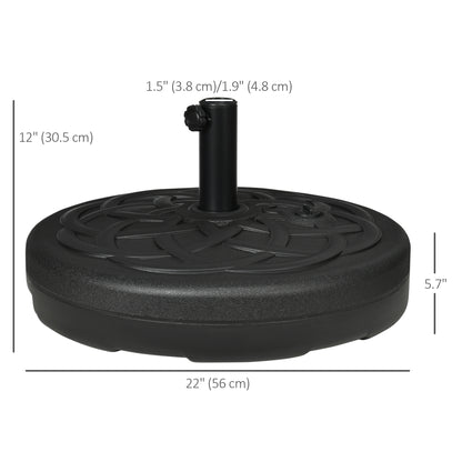 77 lb Heavy Duty Patio Umbrella Base, 22" Round Market Umbrella Stand for Deck, Outdoor, Backyard, Black