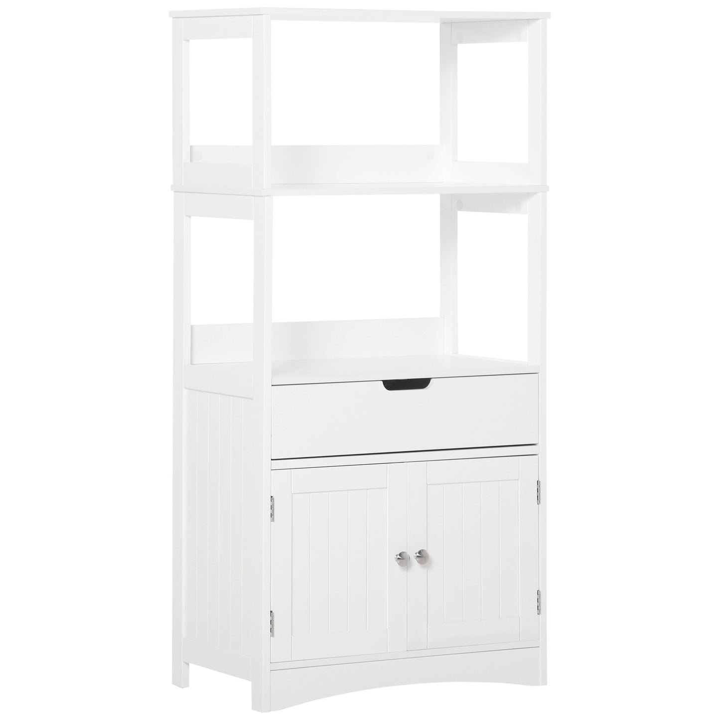 Bathroom Floor Cabinet, Free Standing Kitchen Cabinet with Shelves, Drawer and Doors, for Living Room, White
