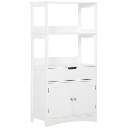Bathroom Floor Cabinet, Free Standing Kitchen Cabinet with Shelves, Drawer and Doors, for Living Room, White