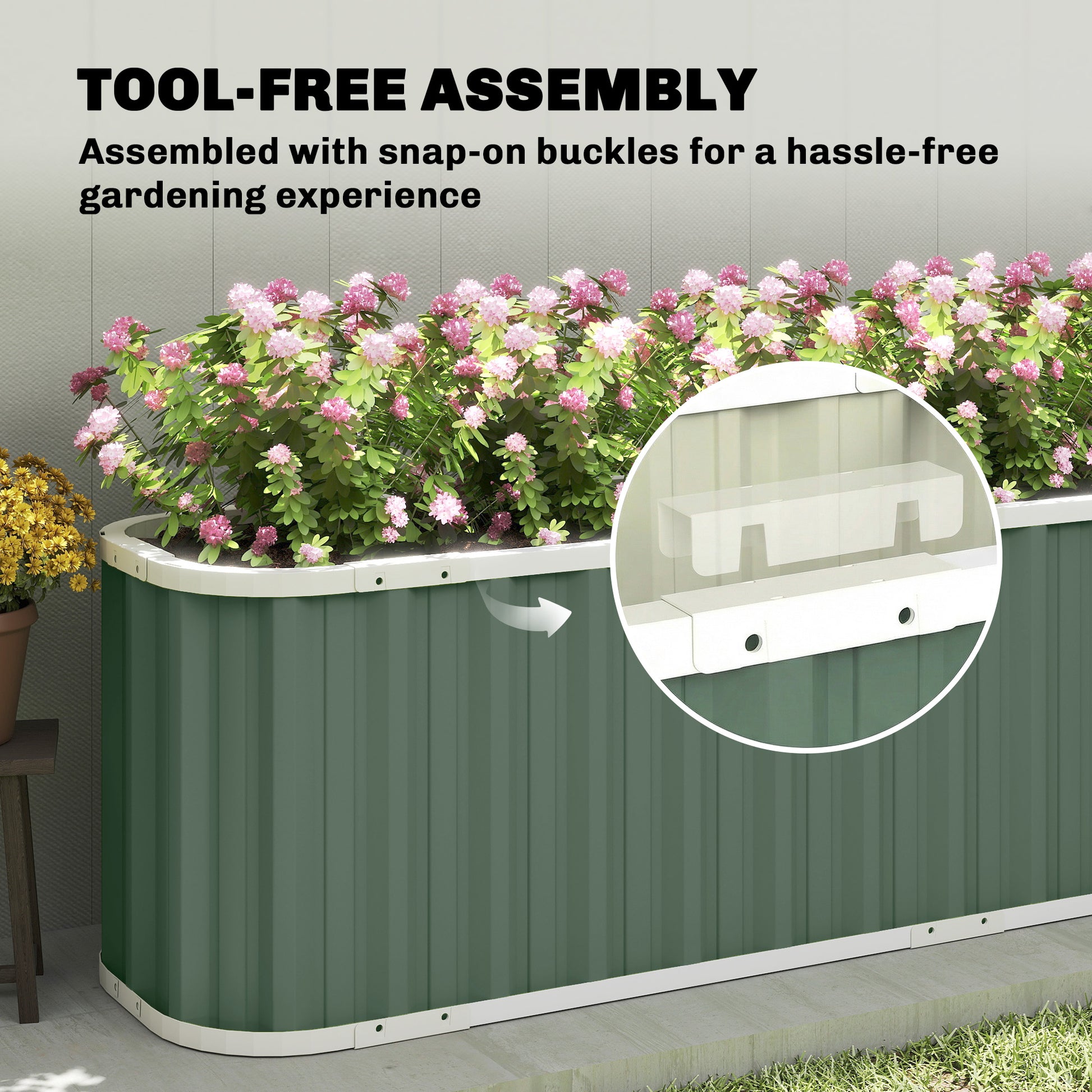 Galvanized Raised Garden Bed, Deep Root Planter Box, Outdoor Garden Bed with Plant Labels, 7' x 2' x 2', Light Green