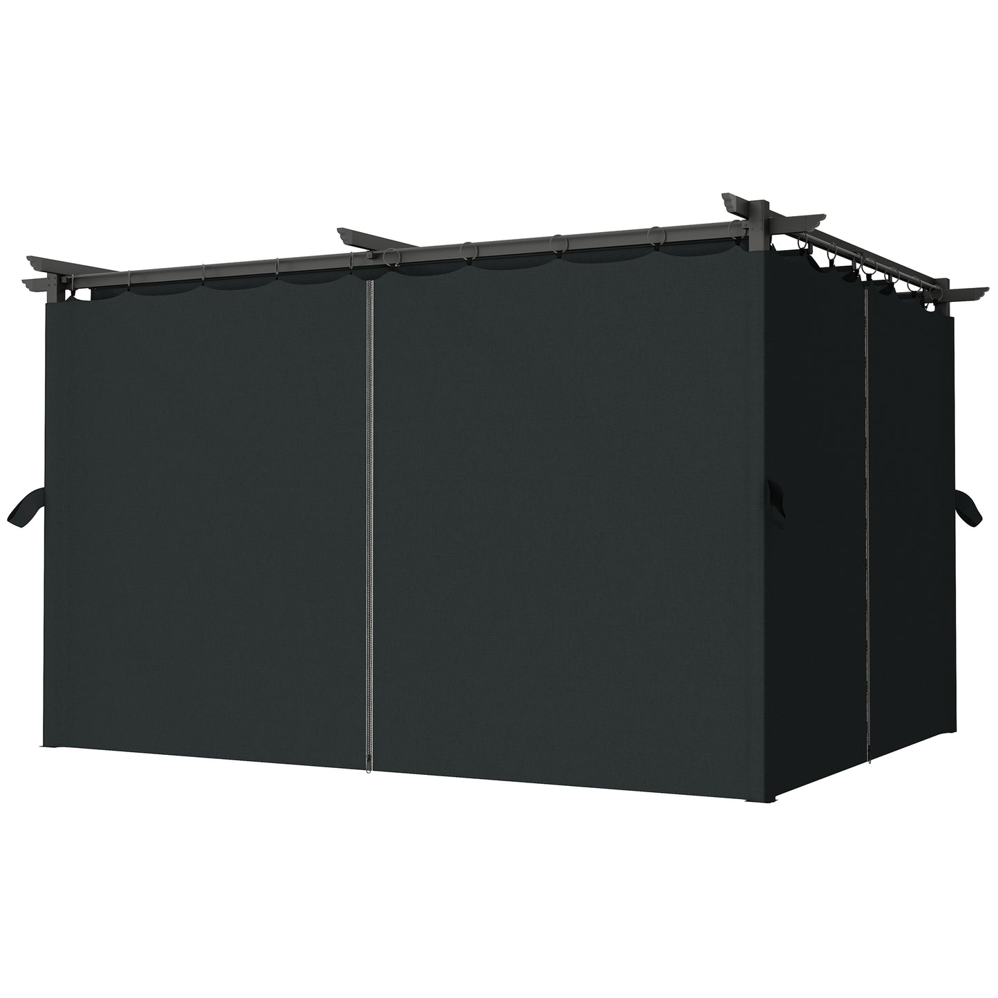 10' x 13' Pergola with Retractable Canopy and Curtains, UPF30+ Sun Shade Shelter for Grill, Garden, Backyard, Deck