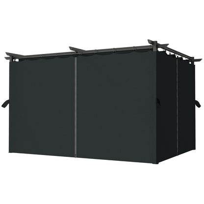 10' x 13' Pergola with Retractable Canopy and Curtains, UPF30+ Sun Shade Shelter for Grill, Garden, Backyard, Deck