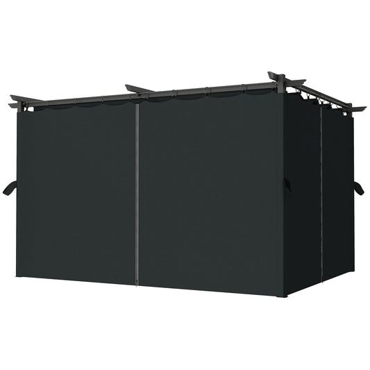 10' x 13' Pergola with Retractable Canopy and Curtains, UPF30+ Sun Shade Shelter for Grill, Garden, Backyard, Deck