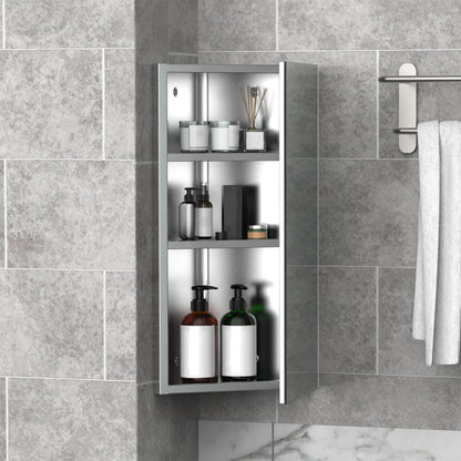 Wall mounted Bathroom Corner Mirror Storage Cabinet Stainless Steel with Single Door