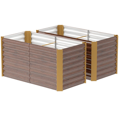 Set of 2 Galvanized Metal Planters for Outdoor Plants, 4' x 2' x 2' Raised Garden Bed, Distressed Dark Brown