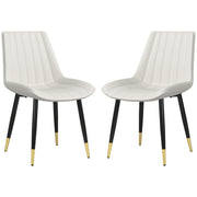 Dining Chairs Set of 2, Modern Kitchen Chair with PU Leather Upholstery and Steel Legs for Living Room, Bedroom, Cream
