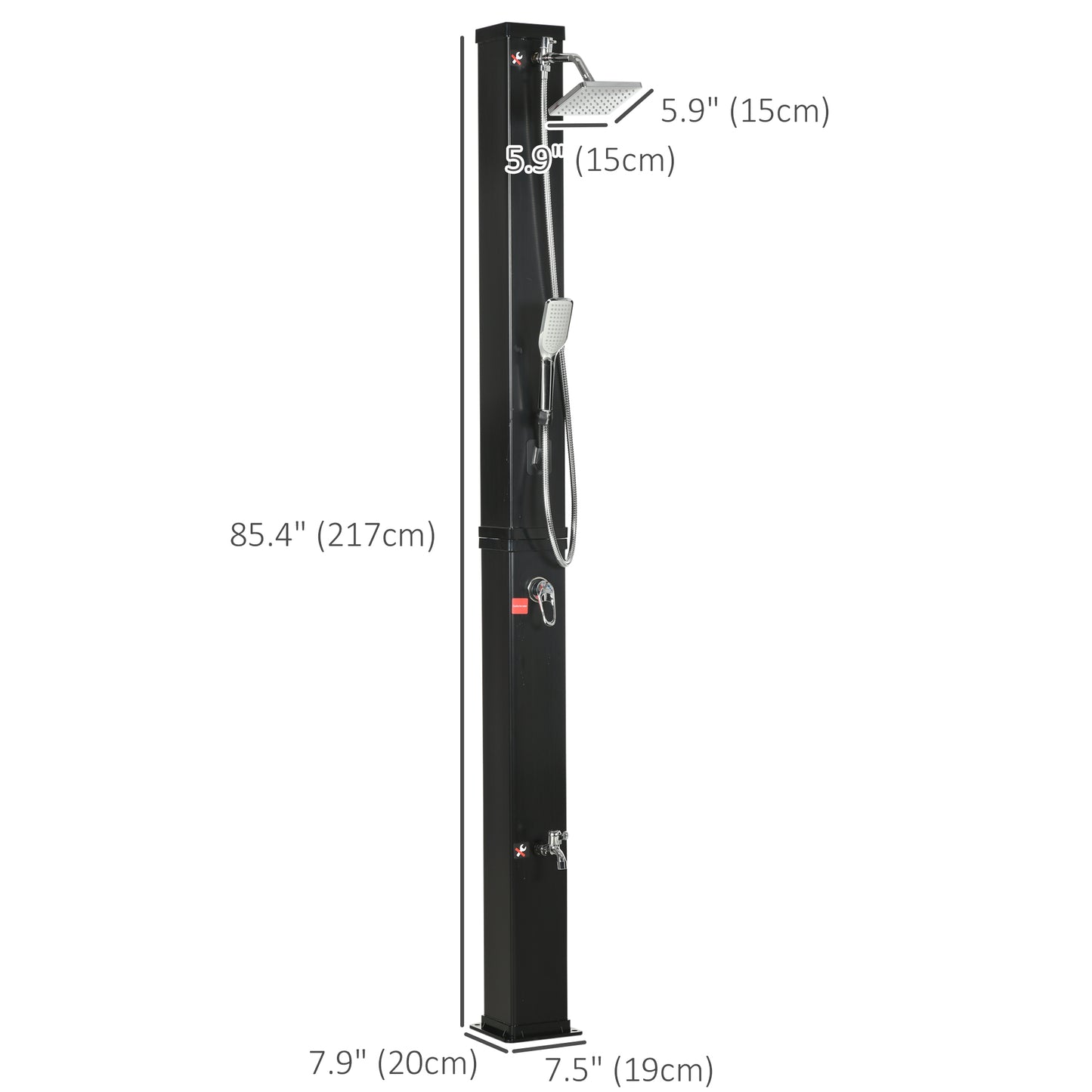 10.6Gal Outdoor Solar Shower w/ 360 Rainfall, Handheld Head, 60℃ Temperature Adjustment for Backyard Poolside Beach Spa