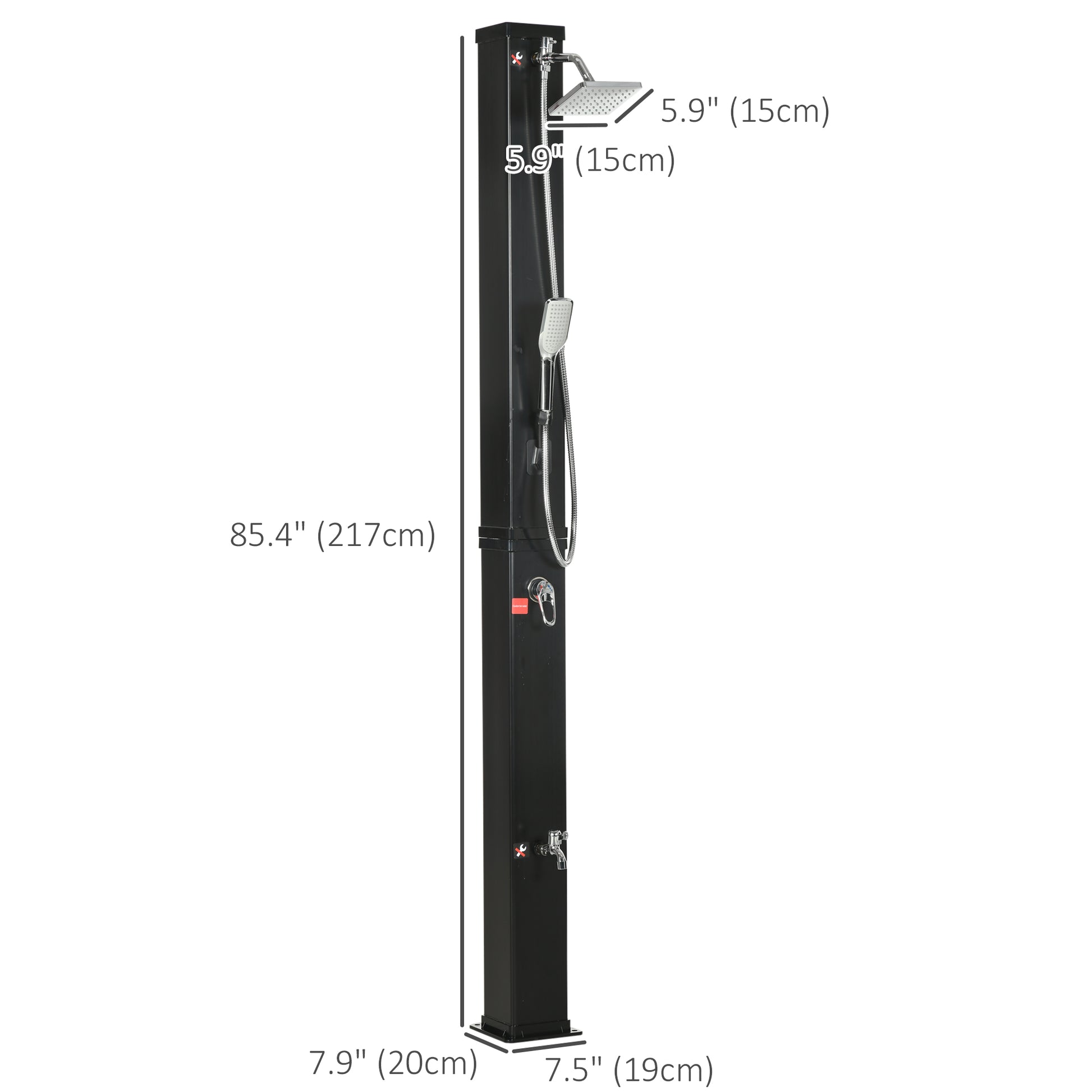 10.6Gal Outdoor Solar Shower w/ 360 Rainfall, Handheld Head, 60℃ Temperature Adjustment for Backyard Poolside Beach Spa