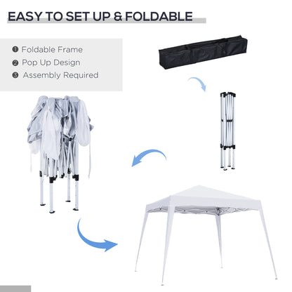 8' x 8' Pop Up Canopy, Outdoor Foldable Tent, Portable Canopy Tent with Carrying Bag for Camping, Party, Picnic, White