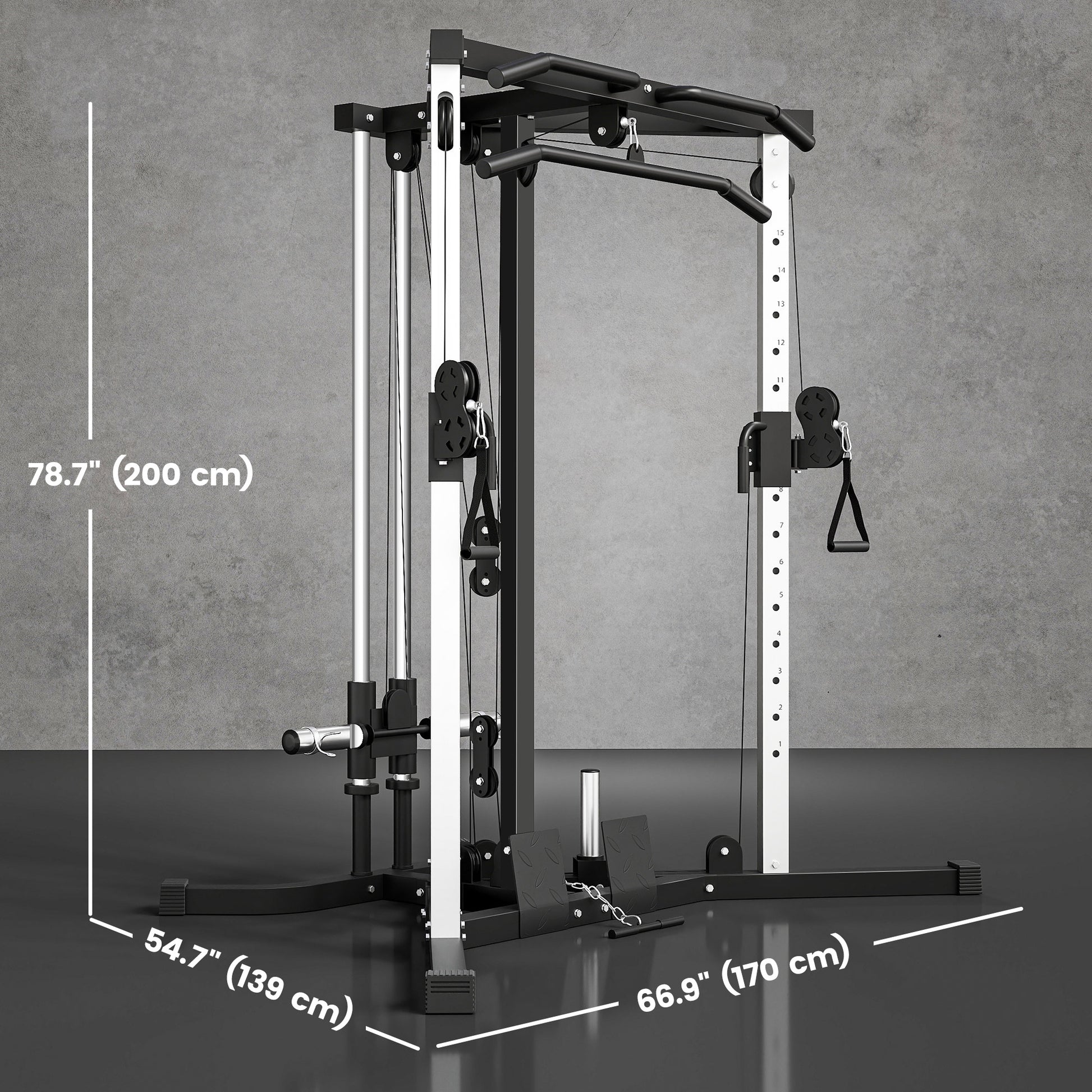 Soozier Multifunctional Home Gym Machine with Pull Up Bar, 15-Position Adjustable Strength Training Workout Station