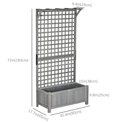 Wood Planter with Trellis for Vine Climbing, Raised Garden Bed, Privacy Screen for Backyard, Patio, Deck, Dark Grey