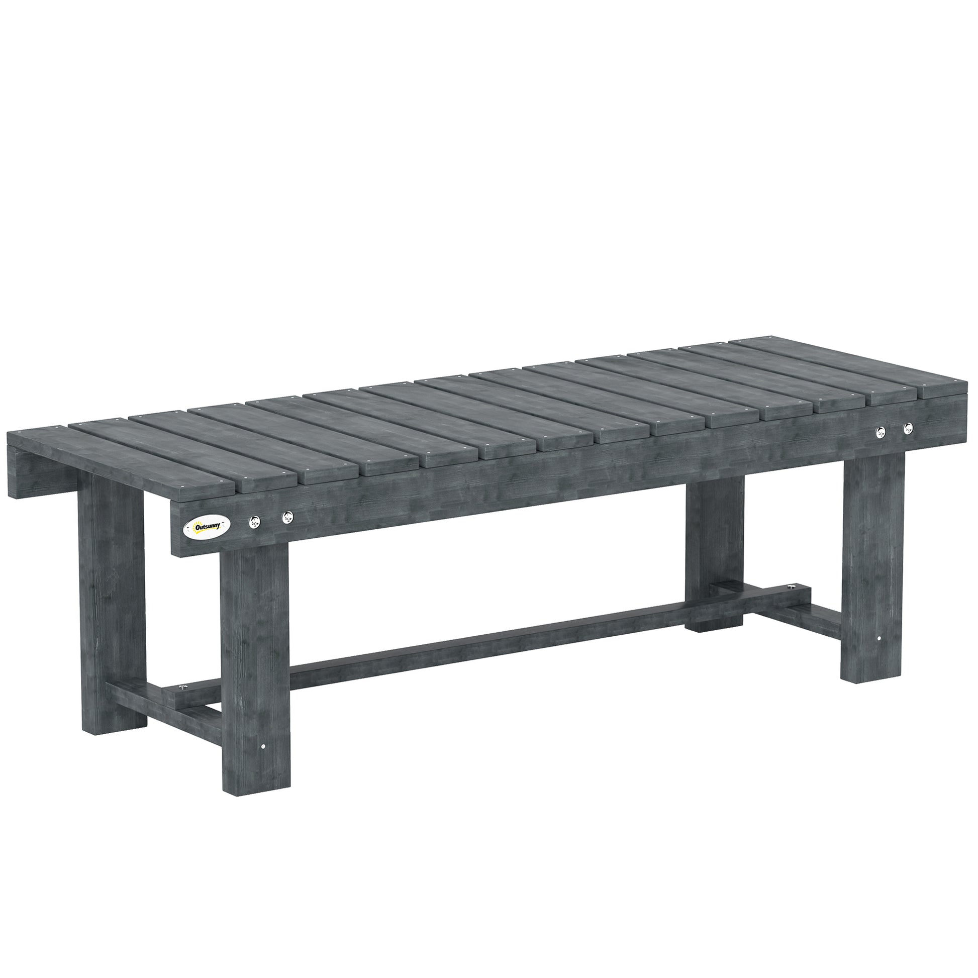 Outdoor Garden Bench, Backless Patio Fir Wood Stool, Armless Loveseat, 43.25" x 15" x 13.75", Grey