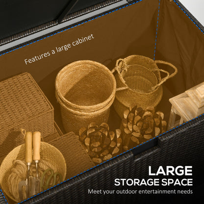 113 Gallon Outdoor Storage Box, Rattan Deck Box for Indoor, Patio Furniture Cushions, Brown