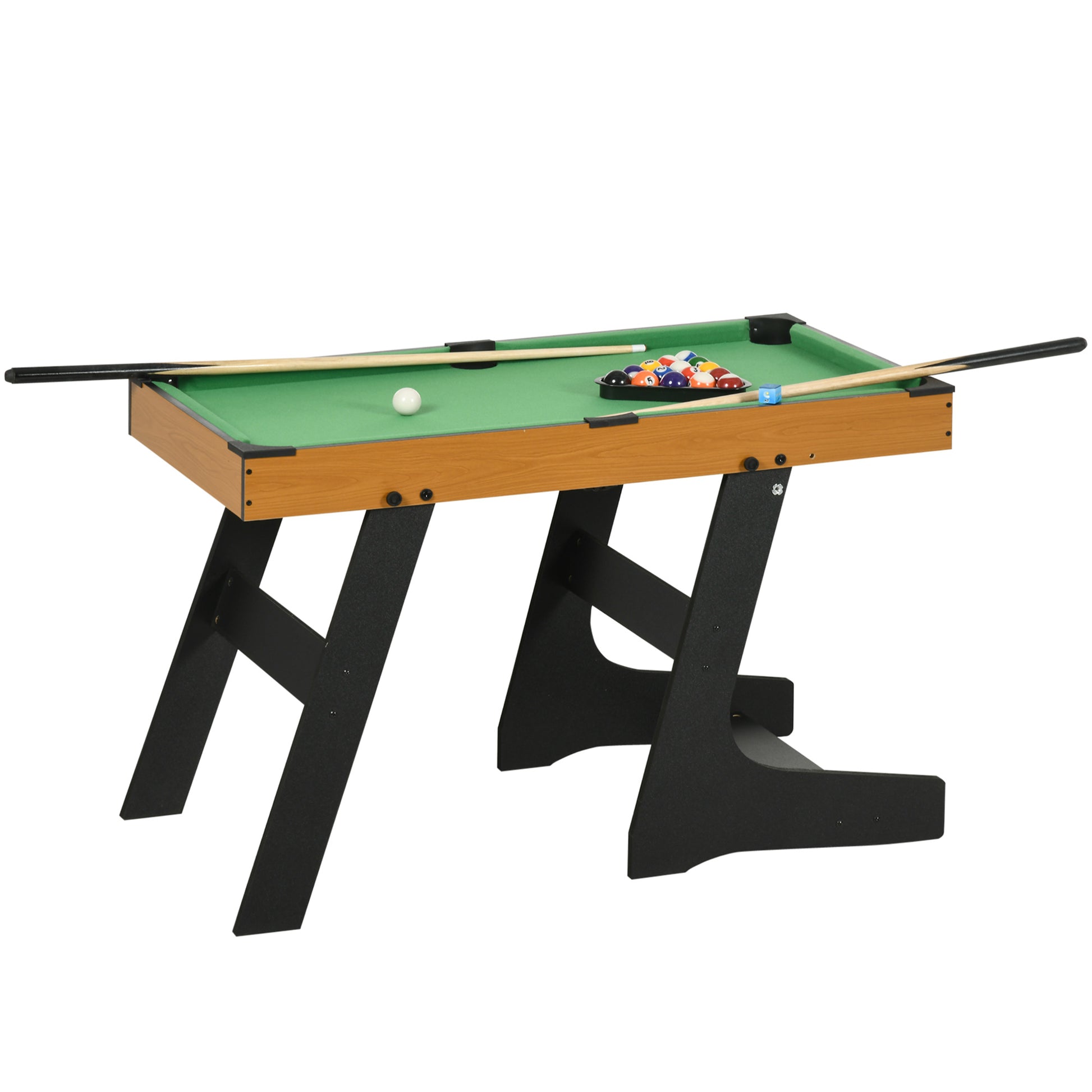 Soozier 38" Mini Pool Table Set Tabletop Billiards Game with Easy Folding for Storage, with Balls, Cues, Chalk, Brush