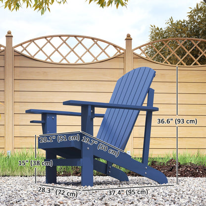 Classic Adirondack Chair, Muskoka Chairs, Garden Deck Chair with Cup Holder for Patio, Indoor, Backyard, Navy Blue