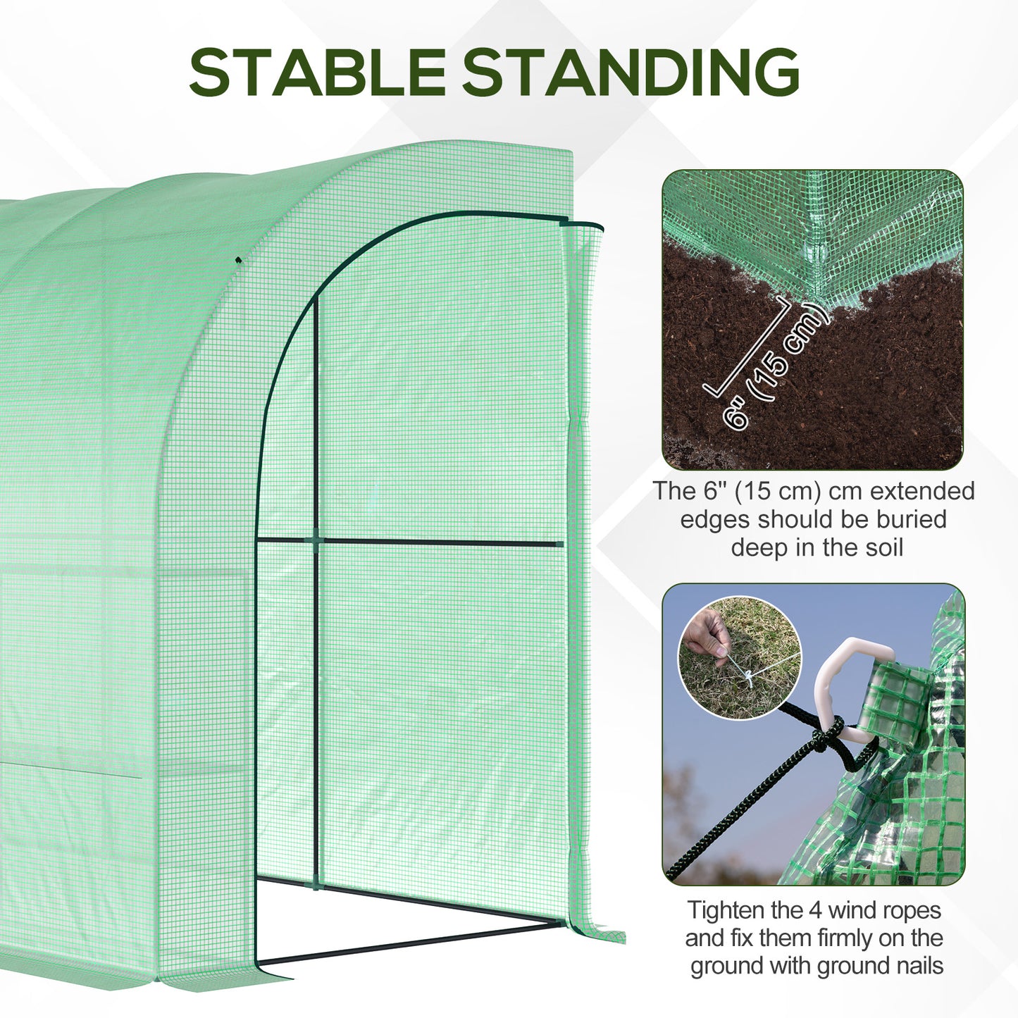 Walk-in Wall Lean-to Greenhouse, 10' x 5' x 7' Outdoor Gardening Green House with PE Cover, Windows, Shelves and 2 Zipper Doors, Green