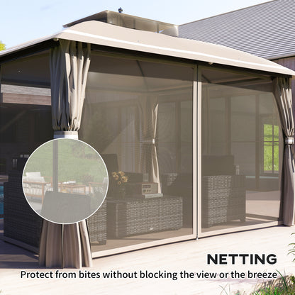 10' x 12' Outdoor Gazebo, Double Roof Patio Gazebo Canopy with Netting and Curtains for Garden, Lawn, Backyard, Deck