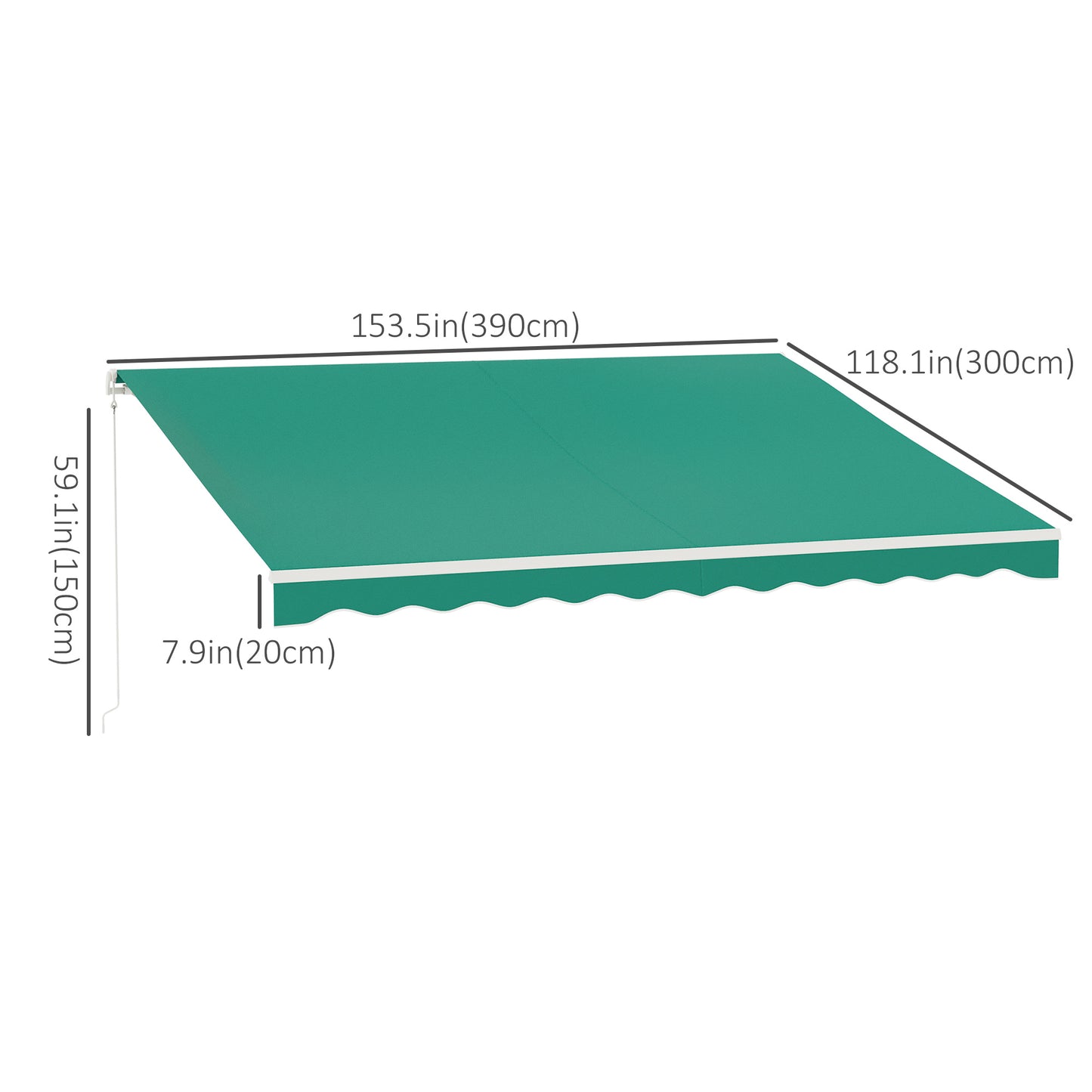13' x 10' Electric Awning, Retractable Awning Sun Shade Shelter with Remote Controller, Manual Crank Handle and Aluminum Frame, for Deck, Balcony, Yard, Green