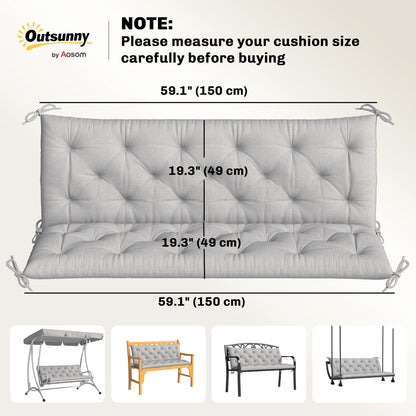 3-Seater Outdoor Bench Swing Chair Replacement Cushions for Patio Garden, Light Grey