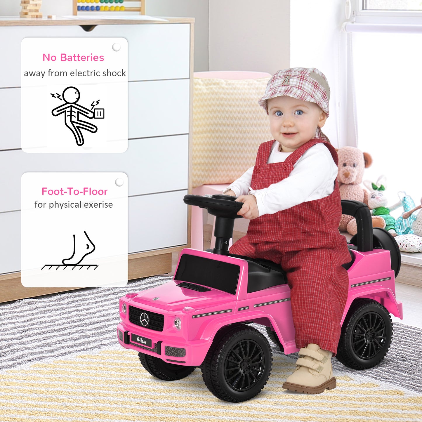 Aosom Compatible Baby Toddler Push Car Foot-to-Floor Ride-On Wheel Mercedes-Benz G350 Licensed Pink