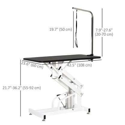 Pet Grooming Table, Height Adjustable Dog Grooming Table with Arm, Noose and Non-Slip Grooming Table, Black