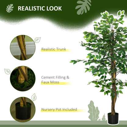 5ft Artificial Tree Ficus, Indoor Fake Plant with Pot, for Home Decor