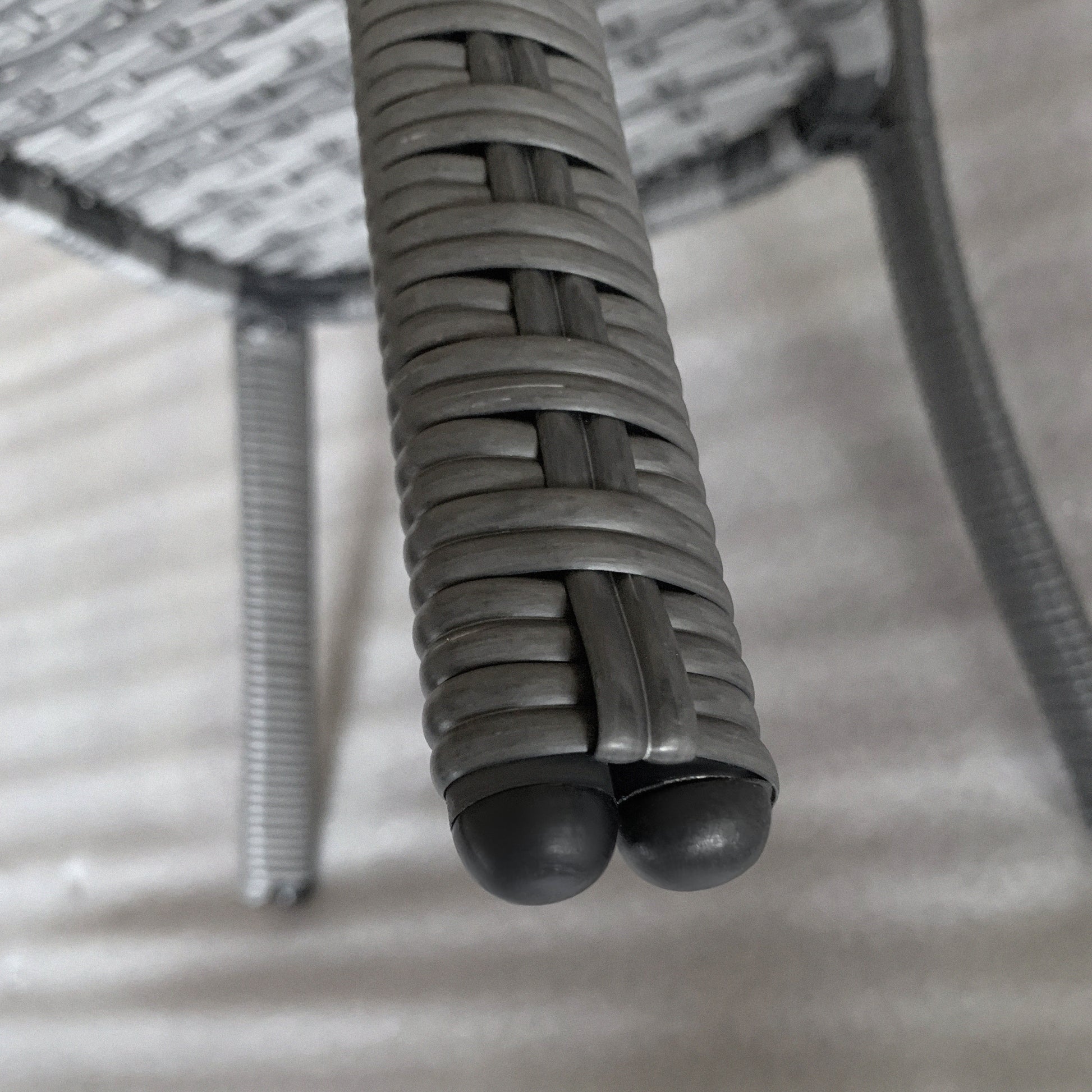 Outdoor Coffee Table with Storage Shelf, Hand-Woven Wicker Side Table with Water-Ripple Glass Top, Mix Grey