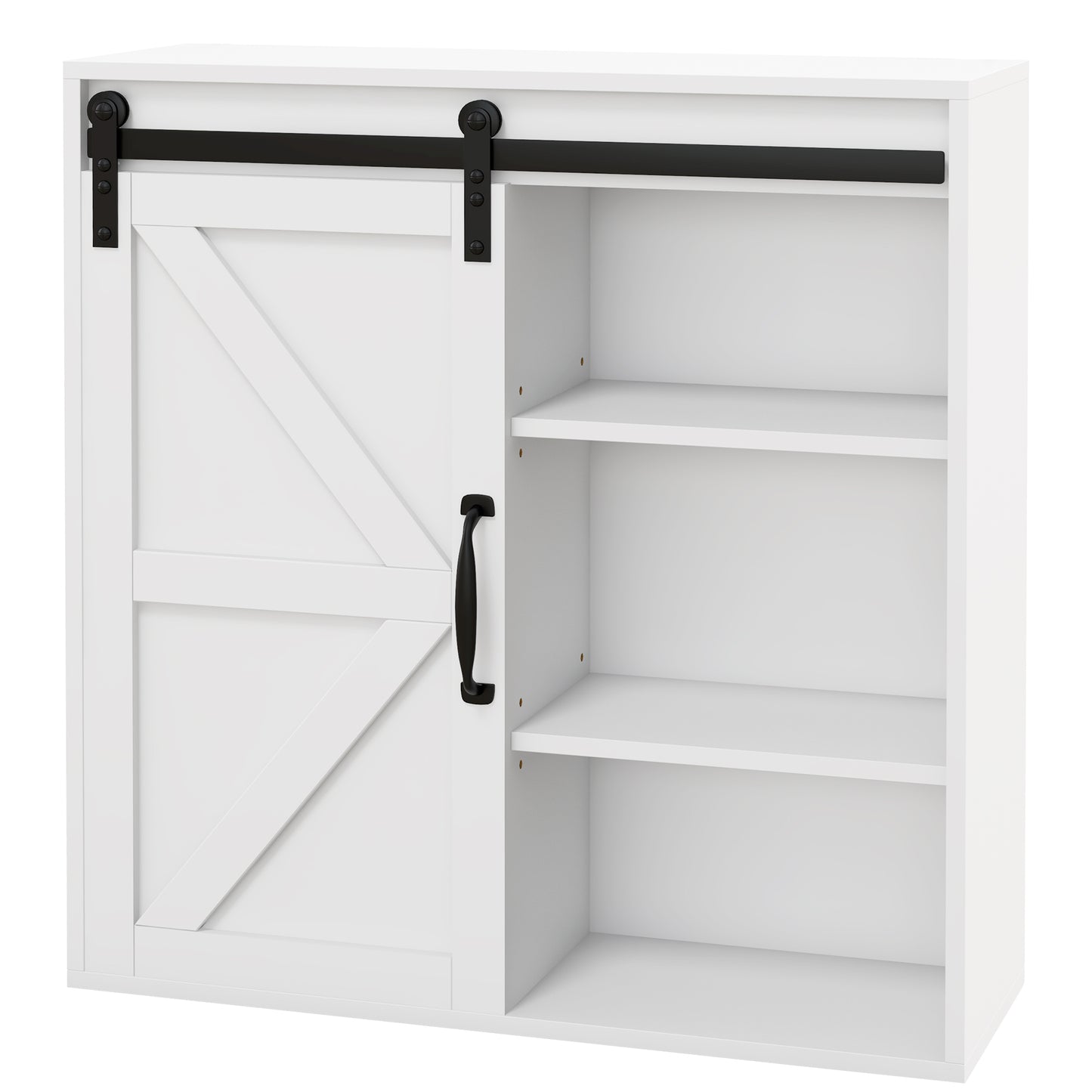 Bathroom Medicine Cabinet, Wall Cabinet with Sliding Door and Adjustable Shelf, 22.8" x 7.8" x 24.4", White