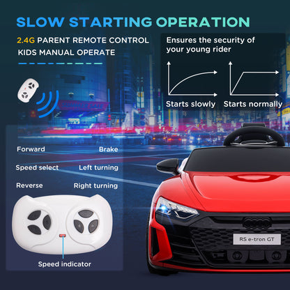 Aosom Ride-On Toy On Car with Remote Control, 12V 3.1 MPH Electric Ride for Kids w/ Suspension System, Horn Honking, Red