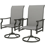 Patio Swivel Chair Set of 2, Swivel Rocker Outdoor Chairs with High Back, for Lawn Garden Backyard Deck, Light Grey