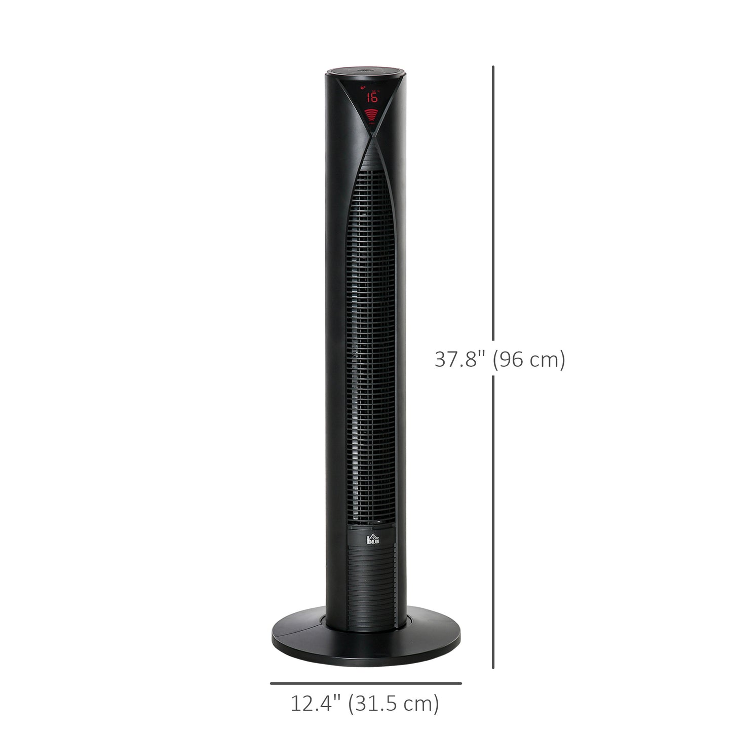 Freestanding Tower Fan Cooling for Home Bedroom with 3 Speed, 12h Timer, Oscillating, LED Sensor Panel, Remote Controller, Black