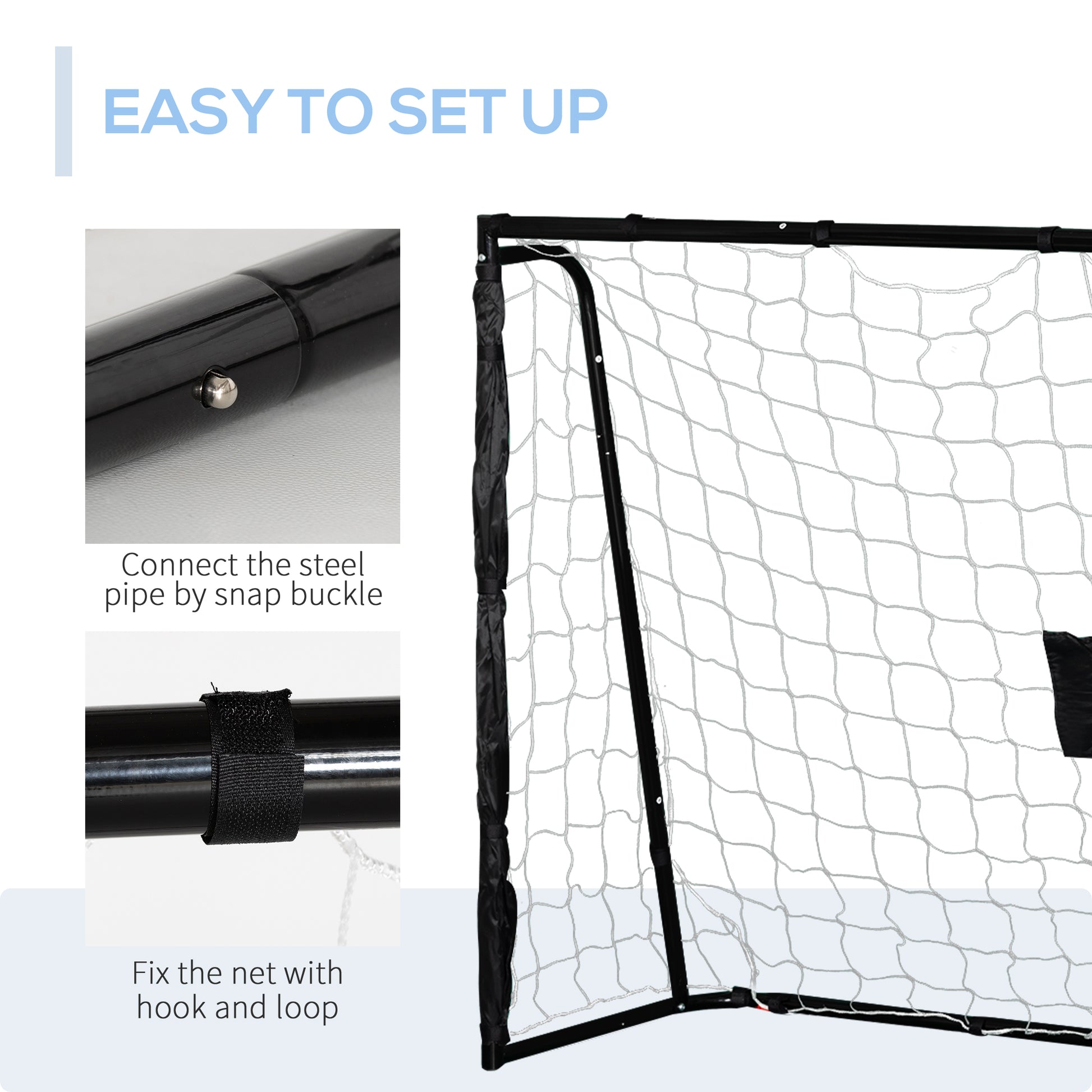 Soozier 6ft x 4ft Soccer Goal Net with Metal Frame, PE Mesh, Ground Stakes, Easy Assembly, Black