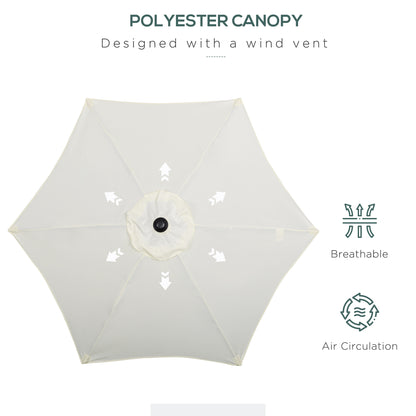 6.6FT Patio Umbrella, Outdoor Parasol with 6 Solid Ribs, Cream White