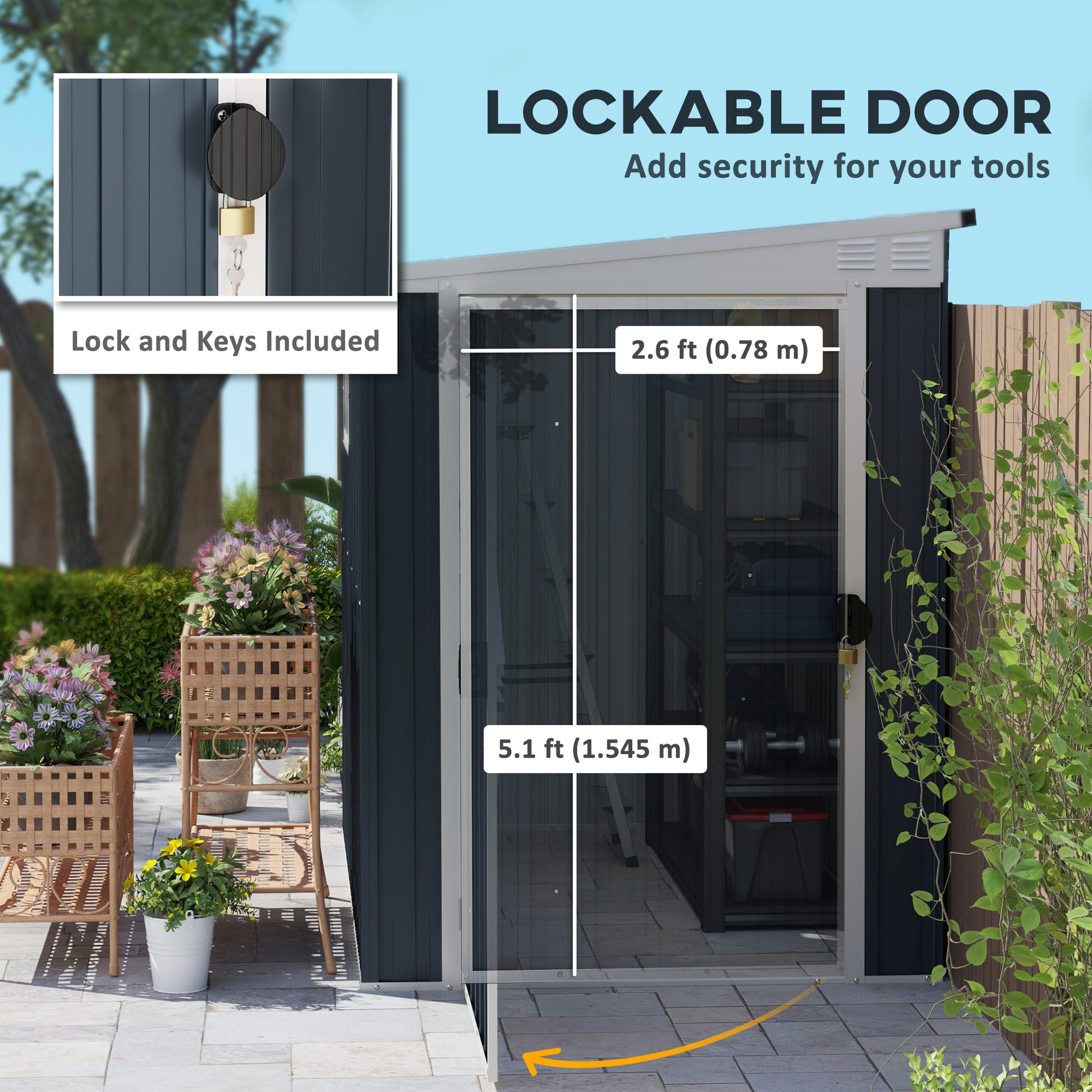 4' x 6' Outdoor Storage Shed, Metal Garden Shed with Window, 2 Vents and Lockable Door, Durable Backyard Tool Storage House for Garden and Patio Use