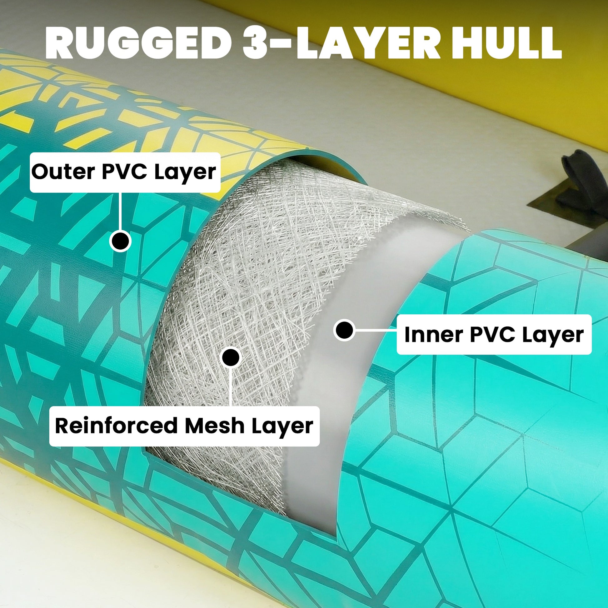 12'6"x37" Inflatable Paddle Board, 506lbs Wide Blow Up Kayak with 2 Aluminum Paddles, Seats and Fins, Yellow and Grey