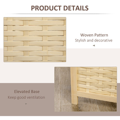 4-Panel Room Divider, 5.6 FT Bamboo Freestanding Folding Privacy Screen for Indoor Bedroom Office, Natural Wood