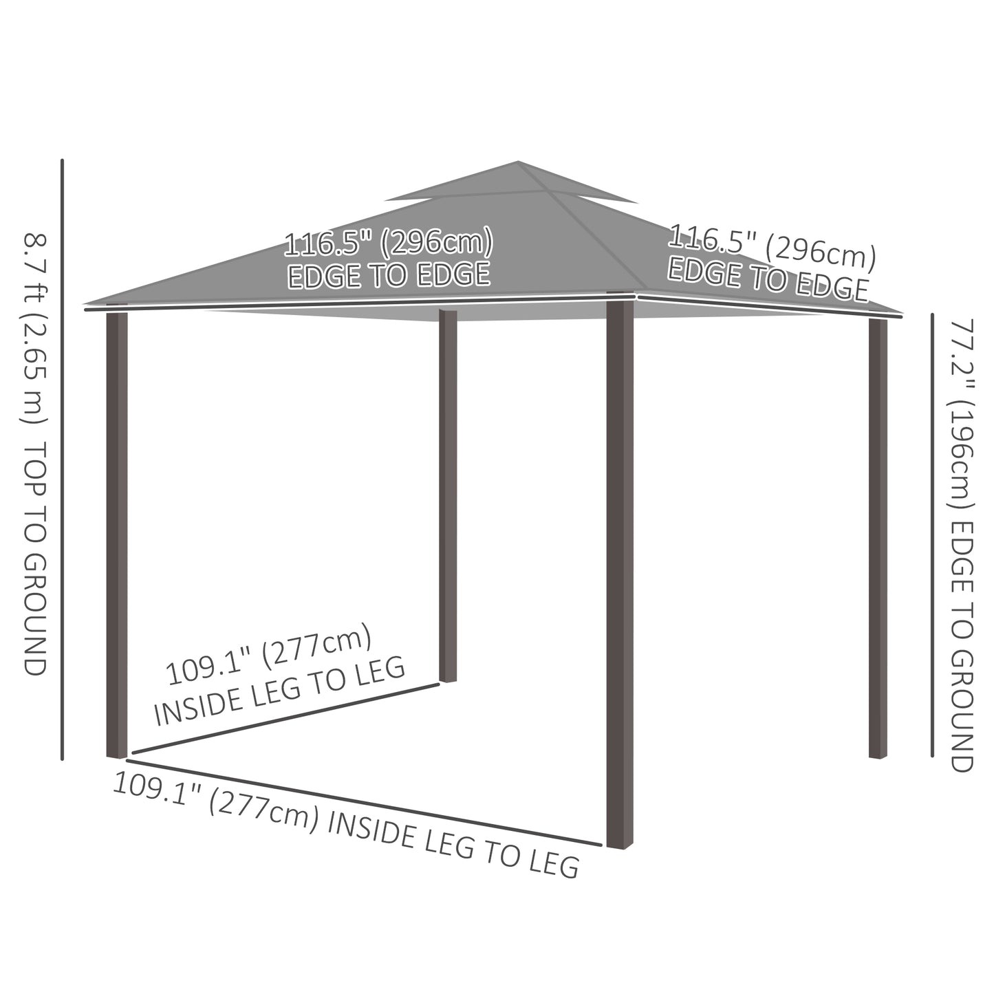 10' x 10' Outdoor Patio Gazebo Double Soft-top Garden Shelter Tent with Curtains, & Mesh Screen Drapes, Light Grey