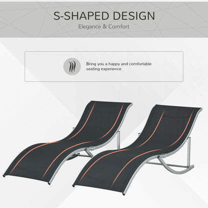 Pool Chaise Lounge Chairs Set of 2, S-shaped Foldable Outdoor Chaise Lounge Chair Reclining for Patio Beach Garden With 264lbs Weight Capacity, Black