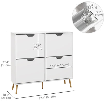 Shoe Storage Cabinet with 4 Flip Drawers and Adjustable Shelf, Shoe Cabinet for 8-16 Pairs of Shoes, White