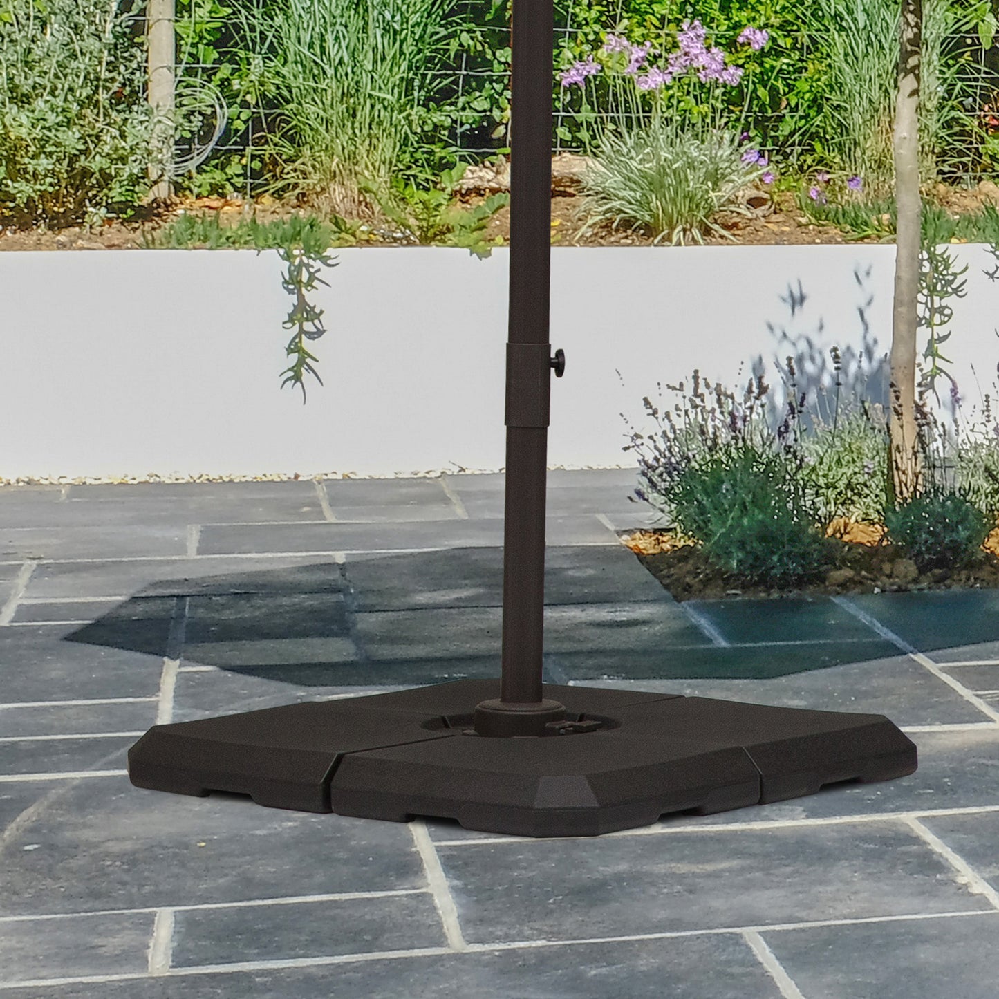 4 Pieces Umbrella Base Parasol Stand for Cantilever Umbrella Fill w/ Sand or Water Black