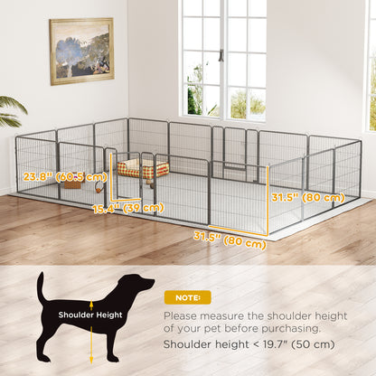 Heavy Duty Pet Playpen, 16 Panels Steel Dog Fence Puppy Exercise Pen with 2 Doors Locking Latch, 31.5" Height