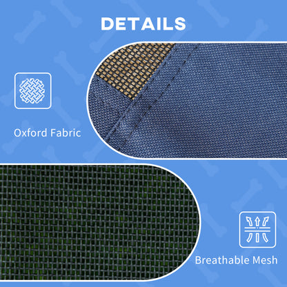 Elevated Cooling Pet Bed Portable Raised Dog Cot with Canopy for Medium Sized Dogs, Dark Blue