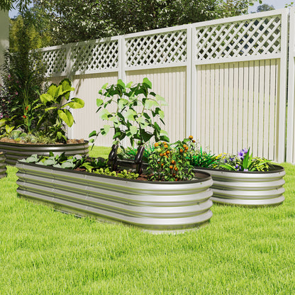 2Pcs Galvanized Raised Garden Bed, 6 x 2 x 1 ft Modular Metal Garden Beds with Rubber Strip Edging, Silver