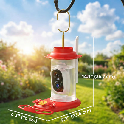 Smart Bird Feeder with Camera, AI Identify 16000 Birds, 2K HD Live Video, 3W Solar, Instant Arrival Alerts
