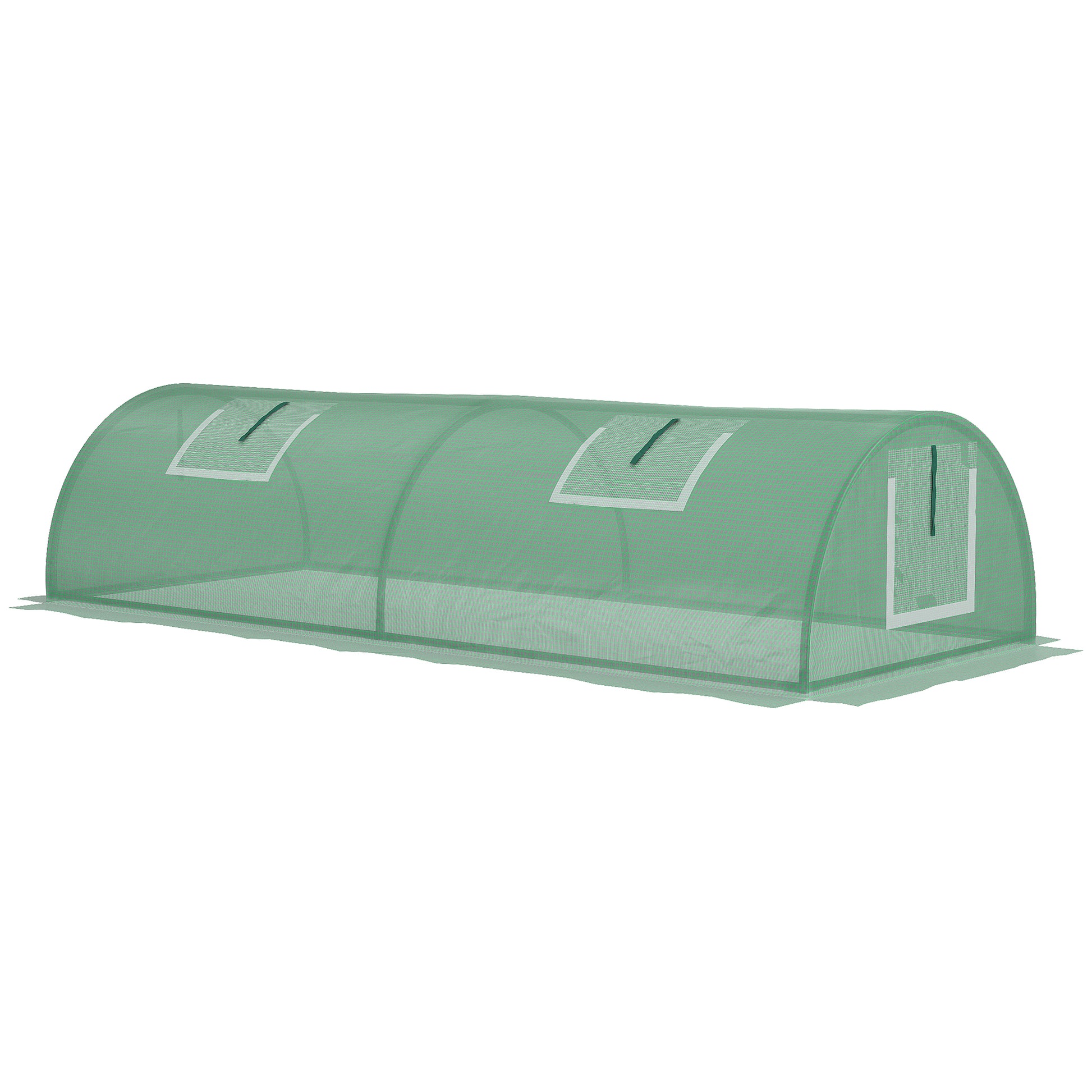 Portable Mini Greenhouse, Tunnel Growing Tent with 5 Mesh Windows and Steel Frame, 7' x 3' x 2', Green