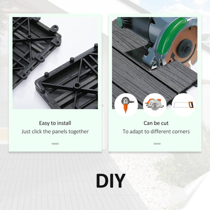 WPC Interlocking Deck Tiles, 11 Pack 12" x 12" Outdoor Tiles, Tools Free Assembly, Waterproof and Non-slip Patio Flooring, Grey