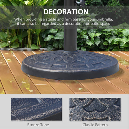 26 lbs Resin Round Umbrella Base Stand Market Parasol Base for Φ1.5", Φ1.89" Pole, for Backyard, Garden, Bronze